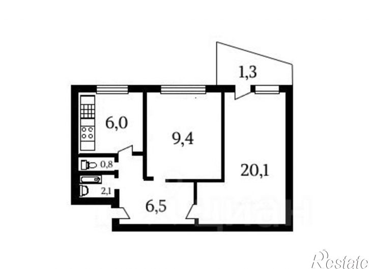 2-комн квартира улица Генерала Тихонова, 19,  д. 19