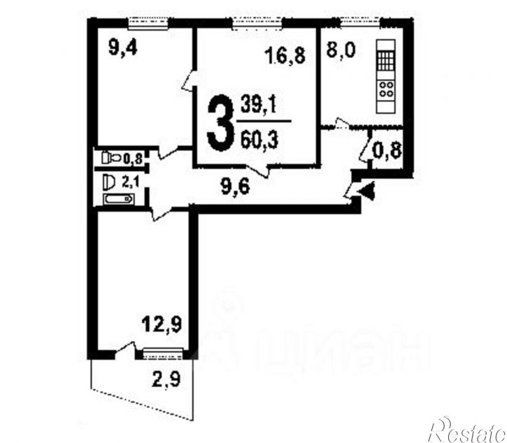 3-комн квартира улица Кирова, 24,  д. 24