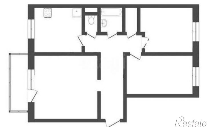 3-комн квартира улица Генерала Тихонова, 6Б,  д. 6Б