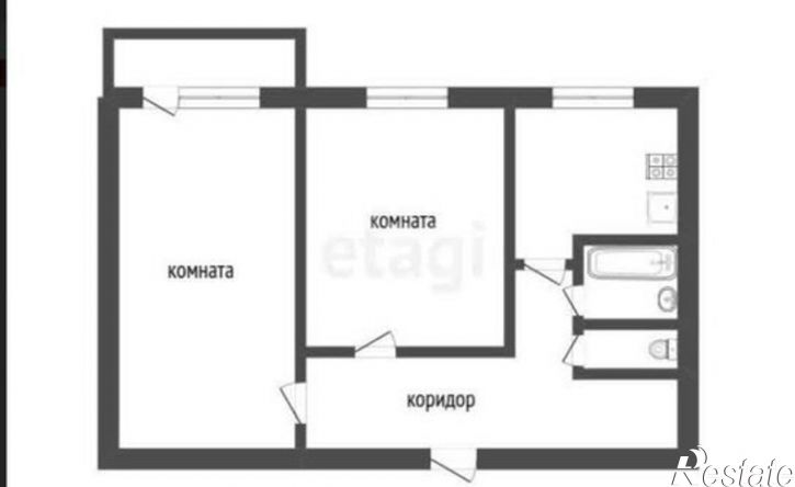 2-комн квартира Черногорск, проспект Космонавтов, 3