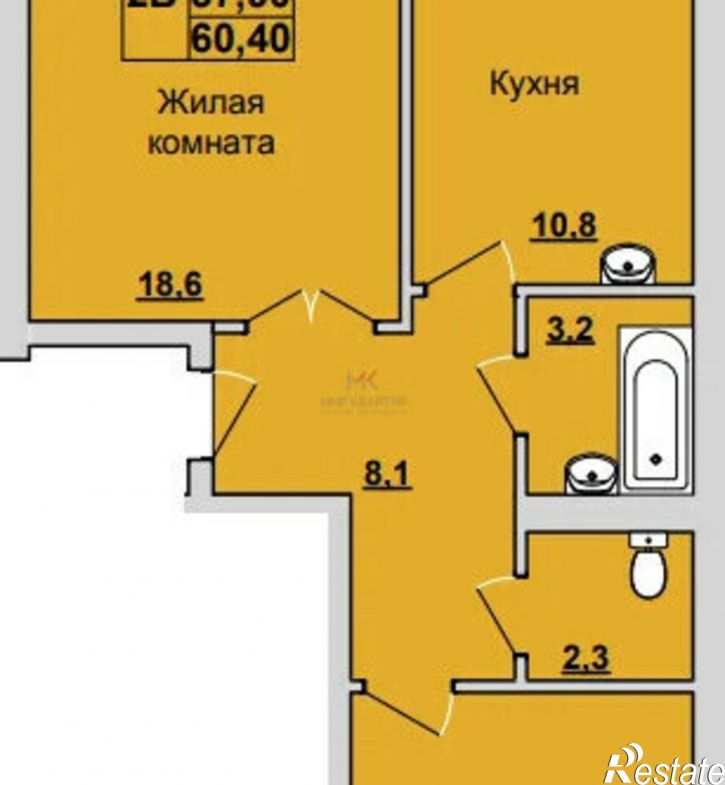 2-комн квартира в новом доме ул Московская, 1,  д. 1