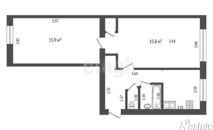 2-комн квартира Черногорск, Заводская улица, 15